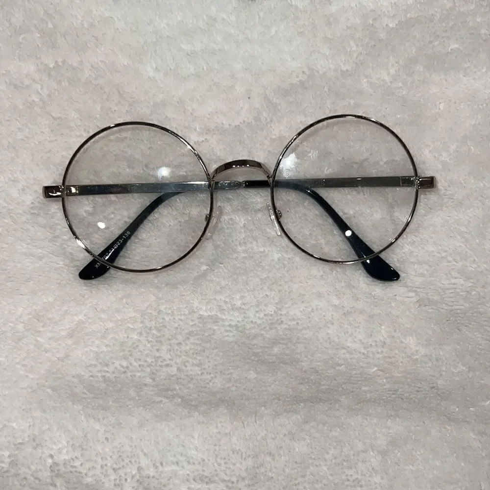 Three pair bundle clear lense glasses gold brown and silver